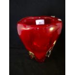 A Whitefriars Ruby cased vase, designed by William Wilson, 18cm tall.