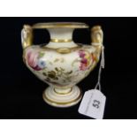 A Coalport inkwell, circa 1830 of twin handled urn form,