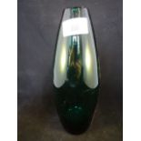 A 1960's Holmegaard green glass of ovoid form, etched marks to base 25cm.