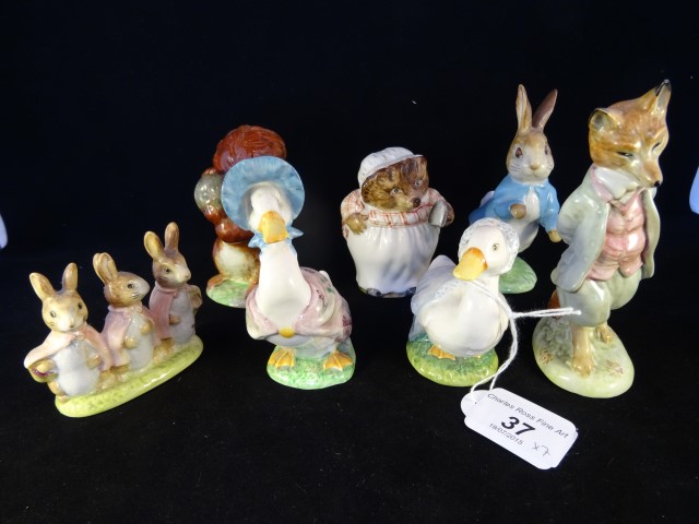 A collection of 7 Beswick Beatrix Potter figurines, to include: Jemima Puddleduck,