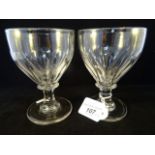 A pair of 18th century ale glasses of vase shaped form, 13.5cm high.