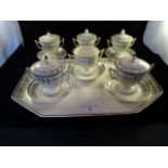 A 19th century Wedgwood creamware chocolate set, comprising: six cups (five with covers), six