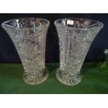 A pair of large 20th century cut glass vases,