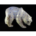A Plichta London ceramic model of a Polar Bear, hand painted with blue dots, printed mark to base,