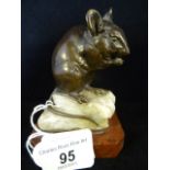 After Charles Valton, France (1851-1918), a bronze sculpture of a mouse on hind legs and feeding,