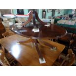 A reproduction mahogany coffee table on four splayed supports.