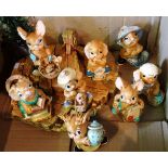 A Pendelfin 'Shrimp Island', model with original box, together with eight Pendelfin figures,