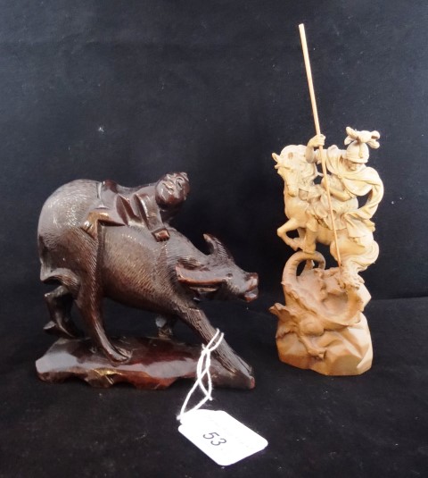 A modern carved boxwood figure of St George, - Image 2 of 4