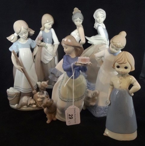 A Lladro figure of a girl playing with kittens, no. - Image 3 of 3