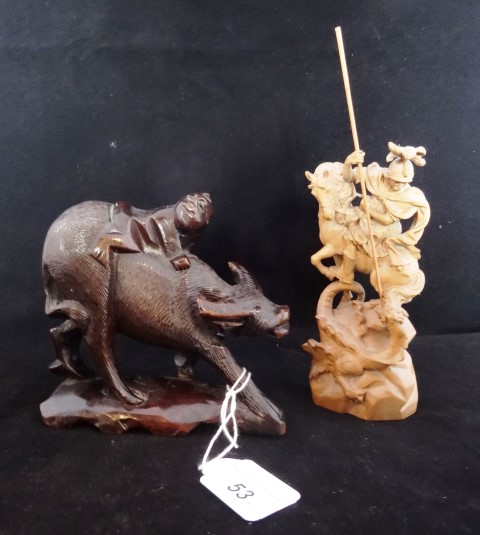 A modern carved boxwood figure of St George, - Image 4 of 4