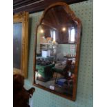 A Victorian walnut framed mirror, the glass 65cm x 36cm.