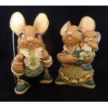 A Pendelfin Mother and Baby figurine, together with a Father rabbit figure, each with original box.