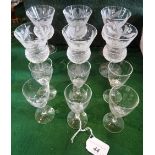 A set of six Edinburgh crystal wine glasses, having acid etched thistle decoration over cut glass