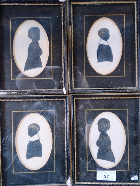 A collection of framed and glazed silhouettes of two children, - Image 3 of 4