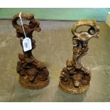 A pair of 19th century wrought iron door stops, 28cm.