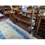 A Victorian oak three tier buffet, 118cm