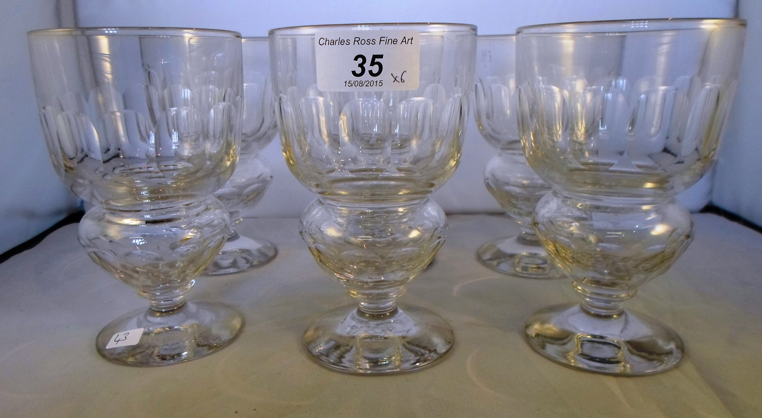 A set of six Edwardian wine goblets, eac