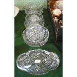 A quantity of cut glass to include: three fruit bowls,