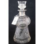 A 19th century thistle shaped decanter, having acid etched decoration,