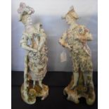 A pair of large 19th century Continental ceramic figurines,