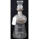 A late 19th century glass thistle shaped decanter,