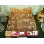 A quantity of glass spirit 'whisky' measures, partial and complete sets, 19th century and later,