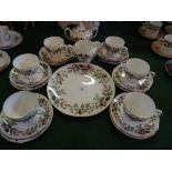 A Wedgwood Hathaway Rose pattern part-tea set, comprising: six trios, cake plate,