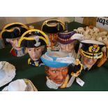 A collection of six large character jugs, each of Naval interest, produced for the Maritime Trust,