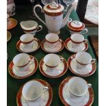 A 20th century Noritake coffee set, comprising: coffee pot, twin handled sugar bowl,