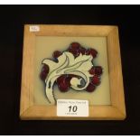 A Moorcroft framed tile in the Leaf & Berry pattern,