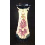 A Moorcroft vase with Floxglove design by Rachel Bishop, impressed and painted marks to base,