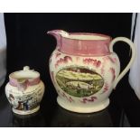 A large 19th century Sunderland lustre jug, in traditional Dutch shape,