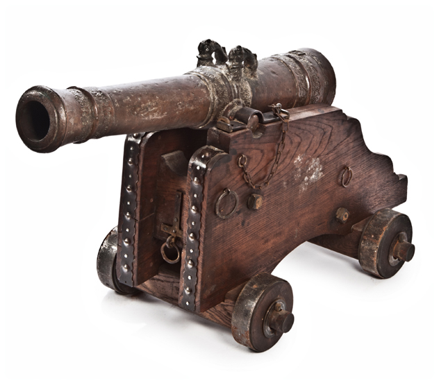 A 3IN. BORE DUTCH COMPOSITE WRECK-RECOVERED GUN, CIRCA 1630, marine excavated, the 38in. four-