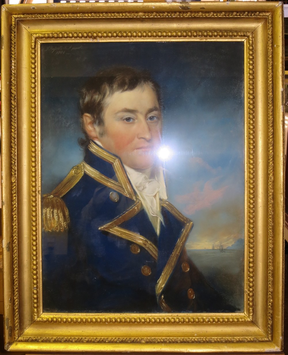 JOHN RUSSELL, R.A. (BRITISH, 1745-1806), Portrait of Captain Matthews, R.N. bust-length, in full - Image 2 of 6