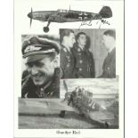 Gunter Rall KC Black and white montage 8x10 photograph autographed by WWII Luftwaffe ace Gunther