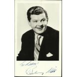 Benny Hill Scarce black and white 6x4 vintage postcard autographed and dedicated by legendary