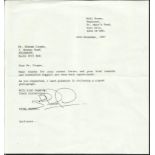 Nigel Mansell Typed and hand signed letter, dated November 1987 signed by former Formula One World