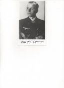 Commander Otto Kretschmer KC with Swords 15 x 10 cm photograph signed who during 16 patrols sank