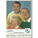 June Whitfield Roy Hudd Really unusual 6x4 colour Radio Two postcard from The News Huddlines