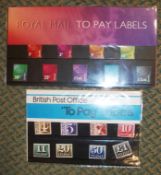 GB To Pay Labels Presentation Packs 1994 1p to £5 pack catalogues £60, 1p to £1 1973 I think.