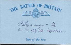 H W Mermagen 222 and 266 Sqn Battle of Britain signed index card. Good condition