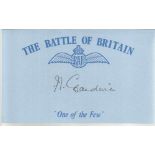 F T Gardiner 610 Sqn Battle of Britain signed index card. Good condition