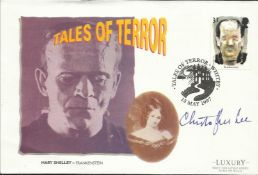 Christopher Lee autographed 1997 Tales of Terror first day cover with Frankenstein illustration. Lee