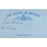 B Kingcombe 92 Sqn and Paddy Barthropp 602 Sqn Battle of Britain signed index card. Good condition