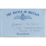G A Holder 236 Sqn Battle of Britain signed index card. Good condition