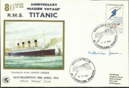 Millvina Dean Titanic Survivor signed 1992 Rembrandt 80th ann Maiden Voyage cover with Cherbourg