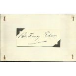 Anthony Eden signed piece 3 x 1 inch mounted to autograph album page. Prime Minister 1955-1957. Good