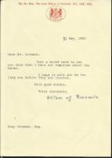 Harold Wilson typed signed letter 1992 on House of Lords notepaper. Good condition