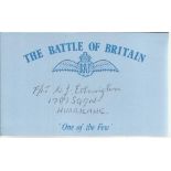 W J Etherington 17 Sqn Hurricanes Battle of Britain signed index card. Good condition