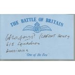 Henry Lafont 615 Sqn Hurricanes Battle of Britain signed index card. Good condition